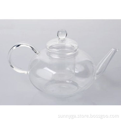 High Boron Silicone/Clear Glass Tea Pot with Glass Handle
